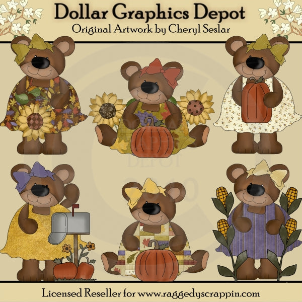 Autumn Bears - Clip Art - DCS Exclusive