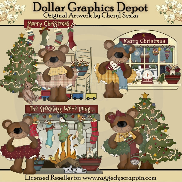 Christmas Home Bears - Clip Art - DCS Exclusive