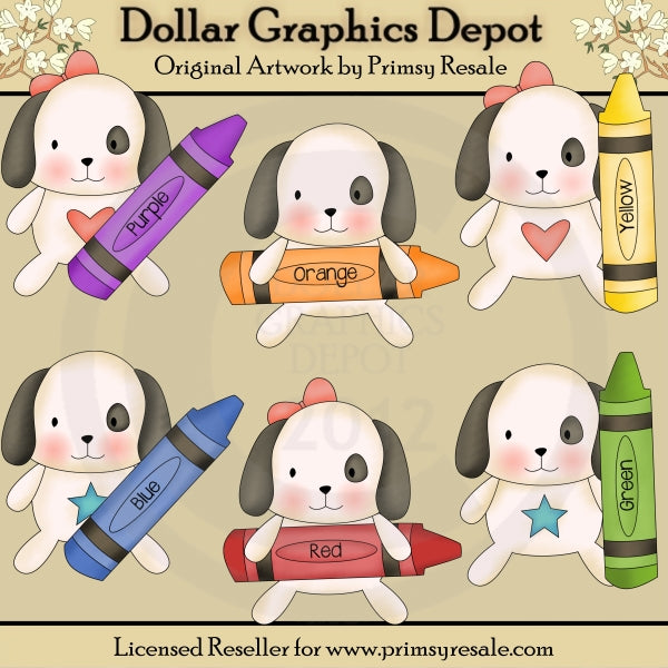 Crayon Puppies - Clip Art
