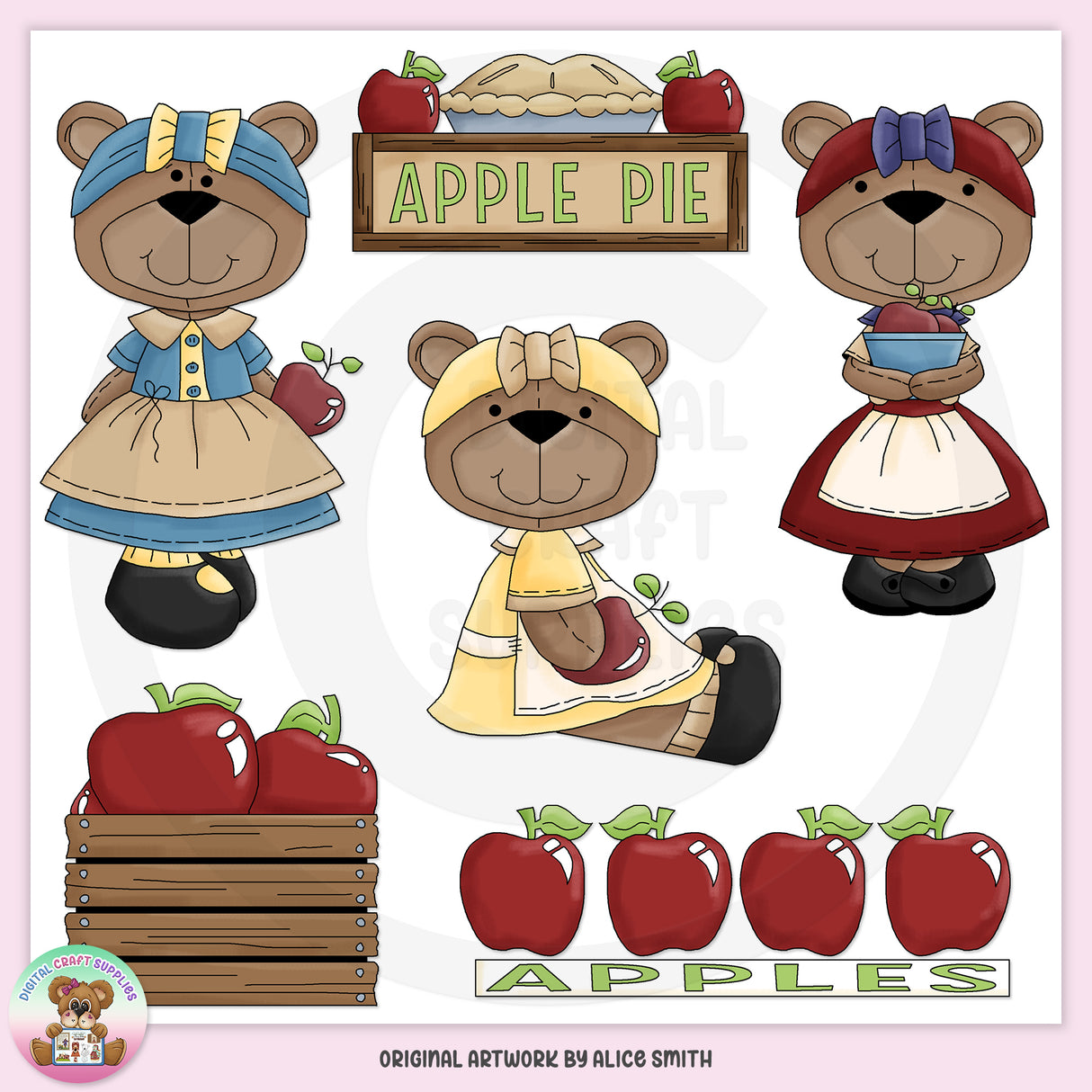 Apple Harvest Bears - Clip Art - DCS Exclusive