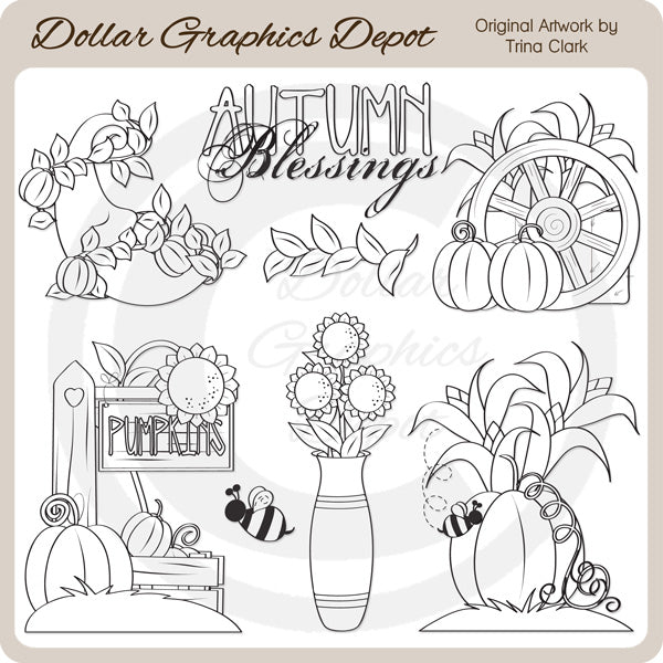 Autumn Blessings - Digital Stamps