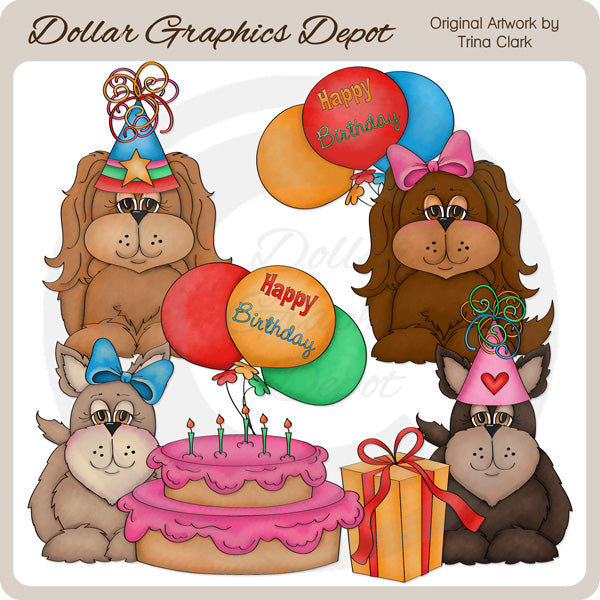 Birthday Doggies - Clip Art