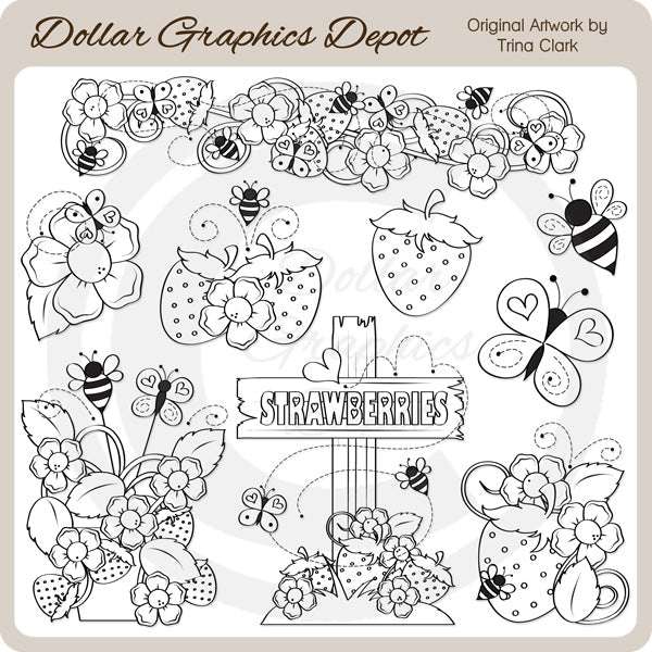 Bugs and Berries - Digital Stamps
