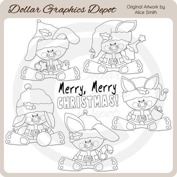 Christmas Bunnies - Digital Stamps - *DCS Exclusive*