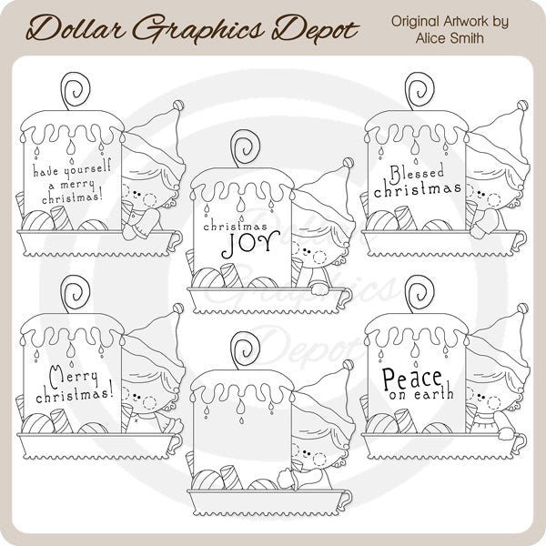Christmas Candles 1 - Digital Stamps - *DCS Exclusive*
