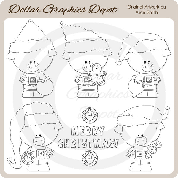 Christmas Piggies - Digital Stamps - *DCS Exclusive*