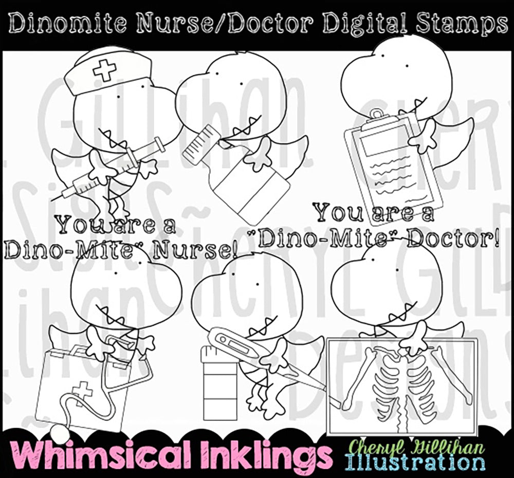 Dinomite Nurse - Digital Stamps