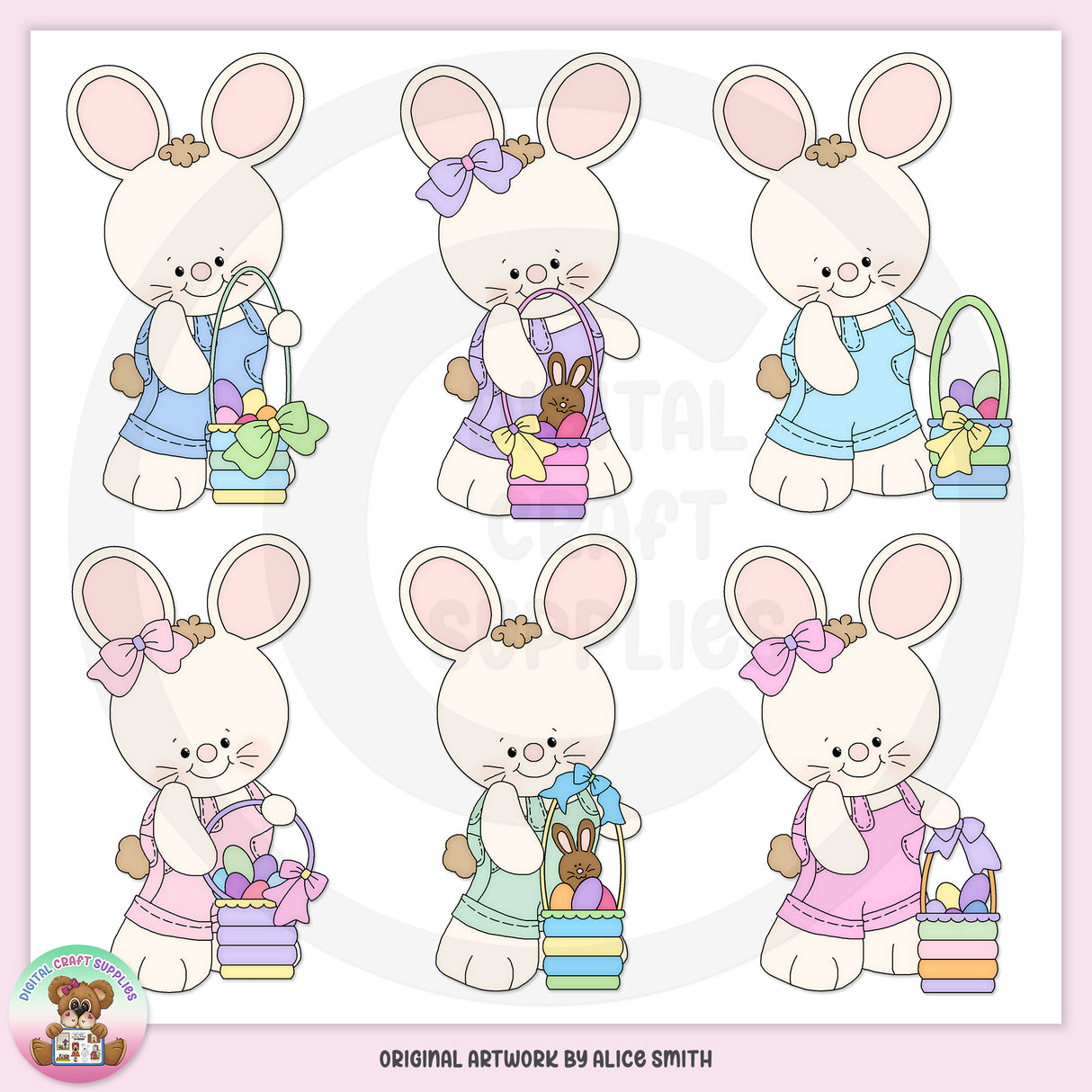Easter Bunny Baskets - Clip Art - DCS Exclusive