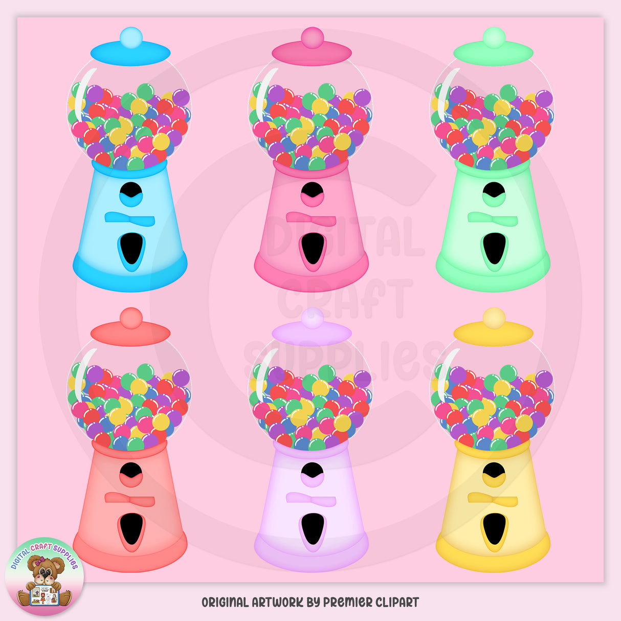 Gumball Machines - Filled - Clip Art - DCS Exclusive