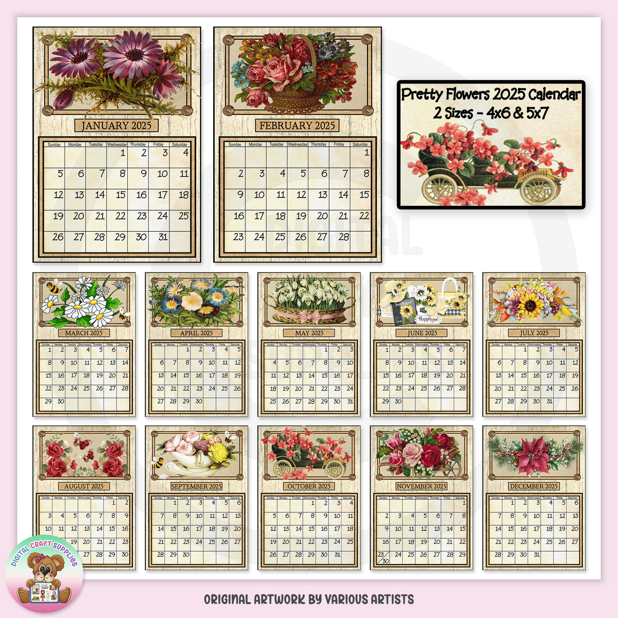 Calendario 2024 Pretty Flowers - Esclusiva DCS