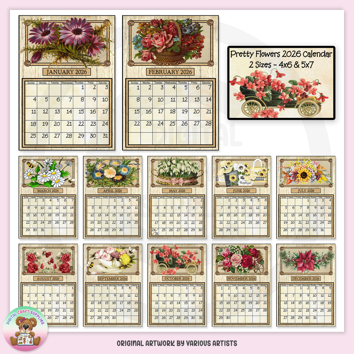Pretty Flowers 2026 Calendar - DCS Exclusive