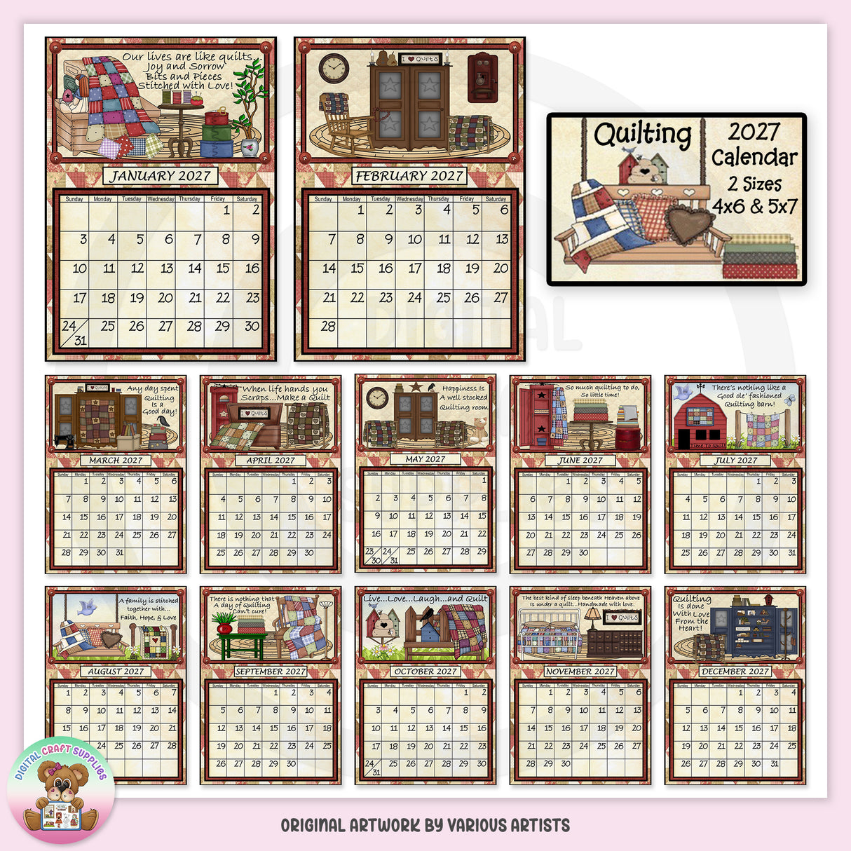 Quilting 2027 Calendar - DCS Exclusive