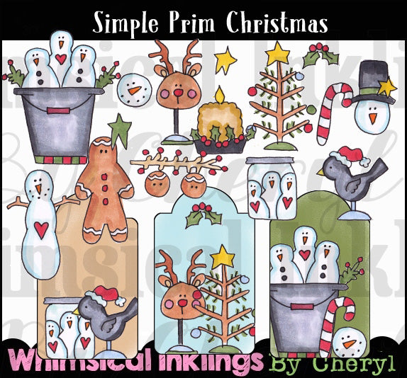 Simple Prim Christmas...Hand Colored Graphic Collection