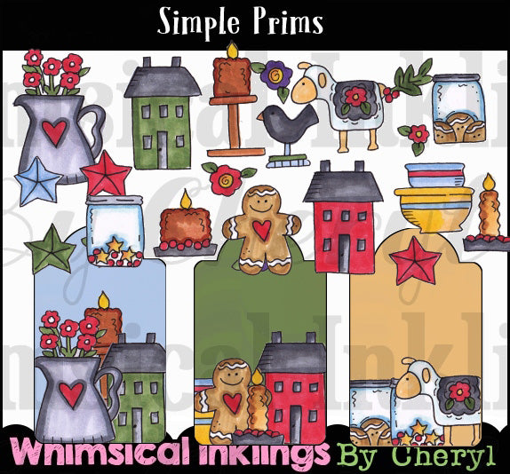 Simple Prims...Hand Colored Graphic Collection