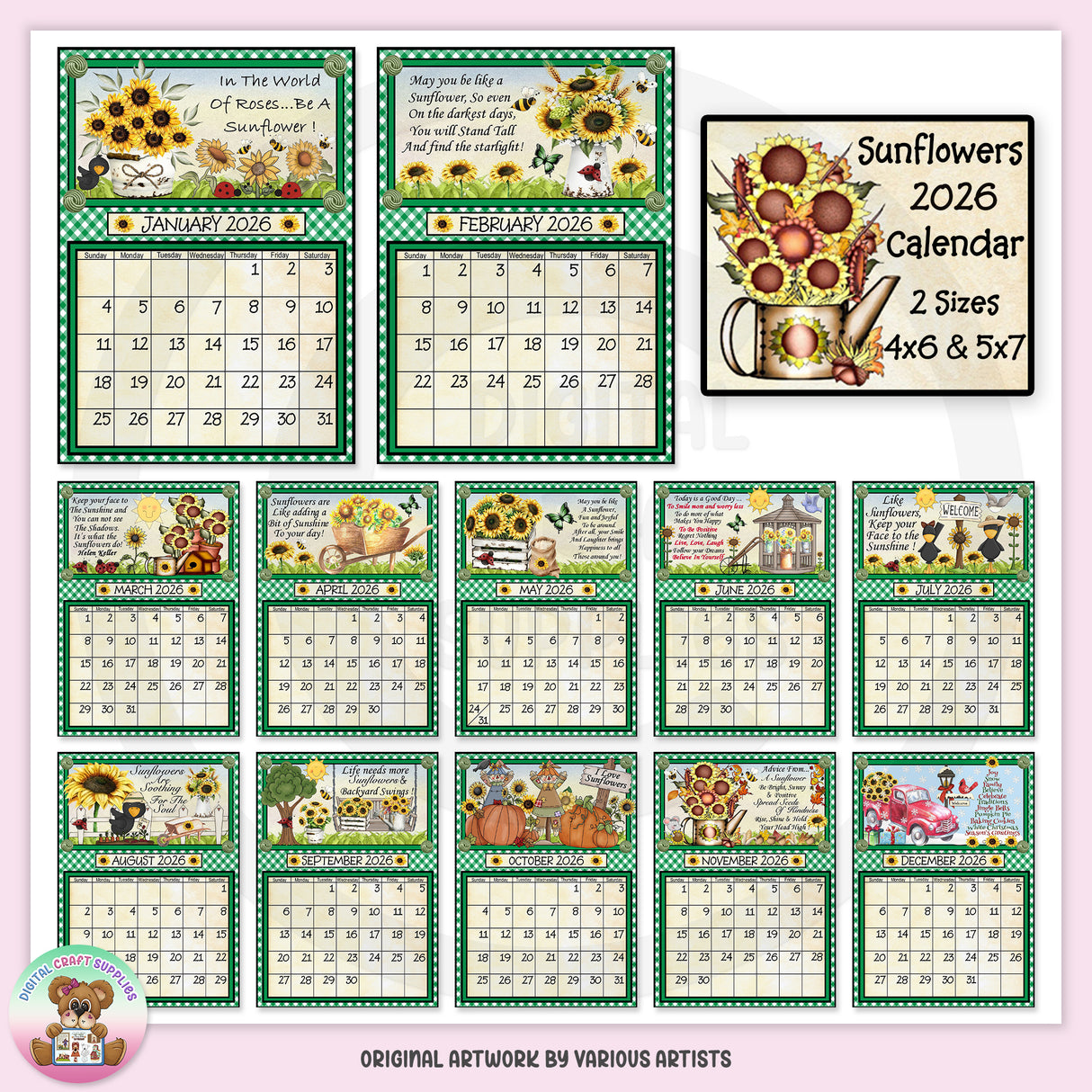 Sunflowers 2026 Calendar - DCS Exclusive