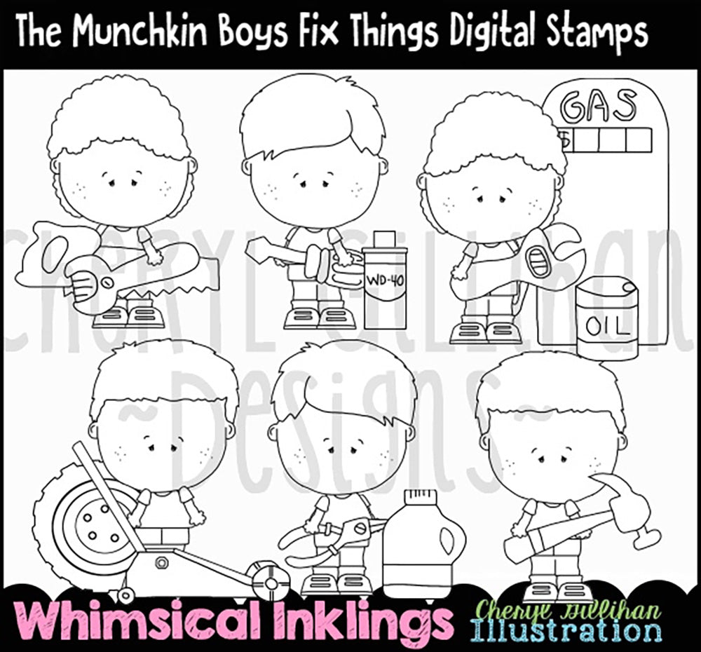 The Munchkin Boys Fix Things...Digital Stamps