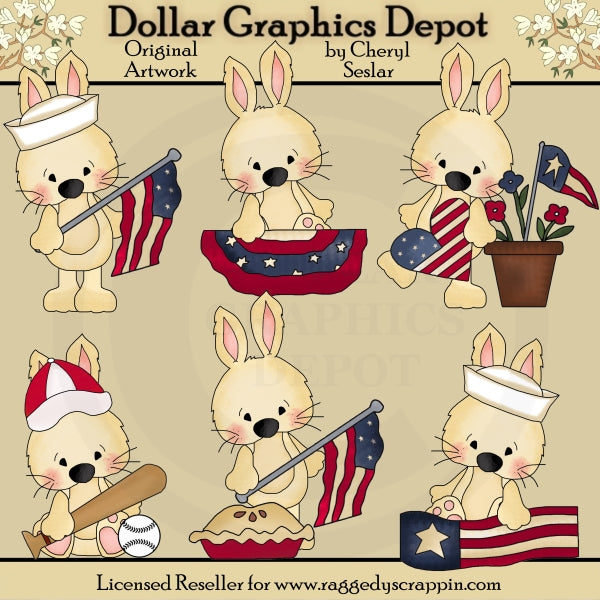 All American Bunnies - Clip Art