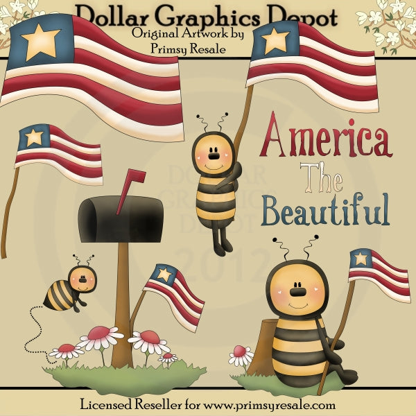 Americana Bees - Clip Art