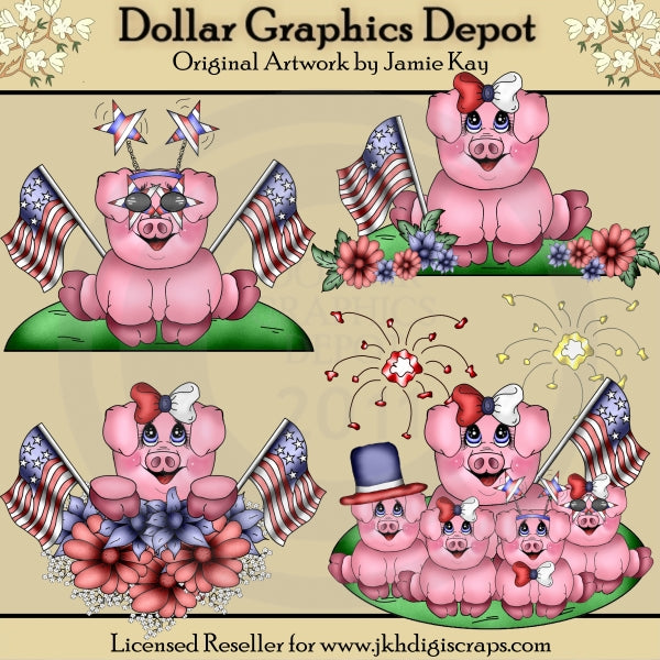 Americana Piggies - Clip Art