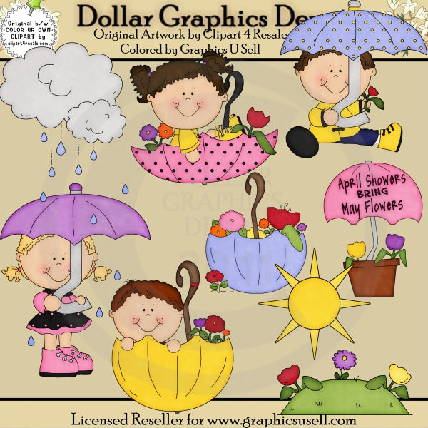 April Showers Bring May Flowers - Clip Art