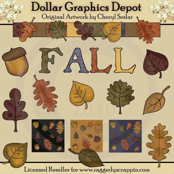 Conjunto de diseñador de hojas de otoño - Clipart