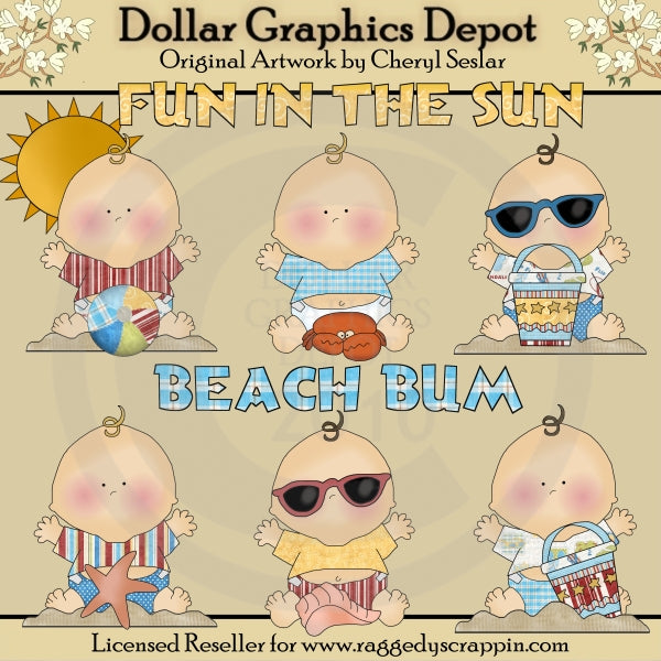 Baby Beach Bums - Clip Art - DCS Exclusive