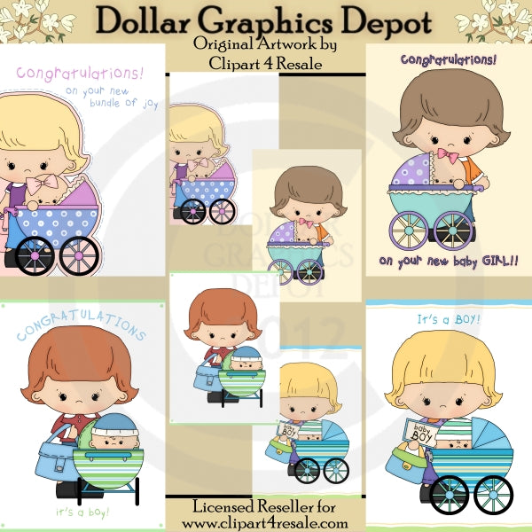 Baby Carriage Cards - Printables
