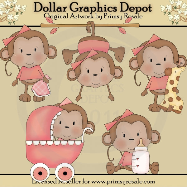 Baby Girl Monkeys - Clip Art
