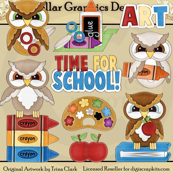 Back to School Owls - Clip Art