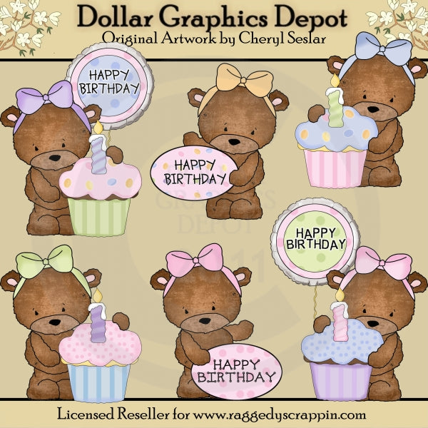 Bailey Bear Birthday - Clip Art