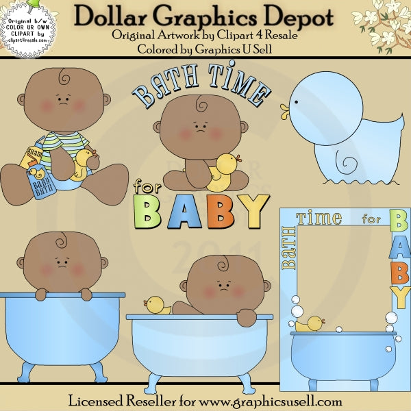 Hora del baño para bebé niño 2 - Clipart