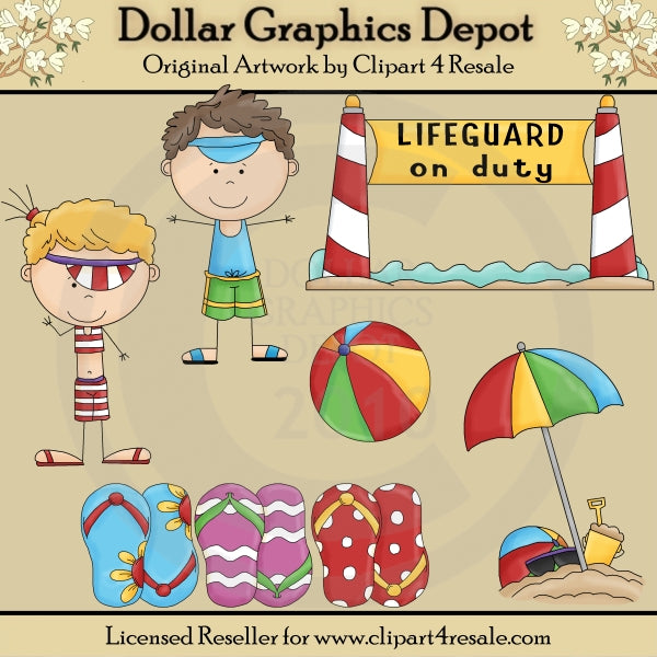 Beach Kids - Clip Art - DCS Exclusive