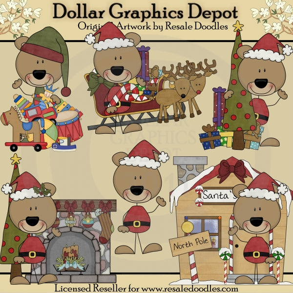 Beary Christmas Bears - Clip Art
