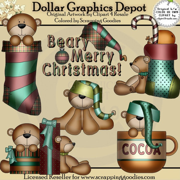 Beary Merry Christmas - Clip Art