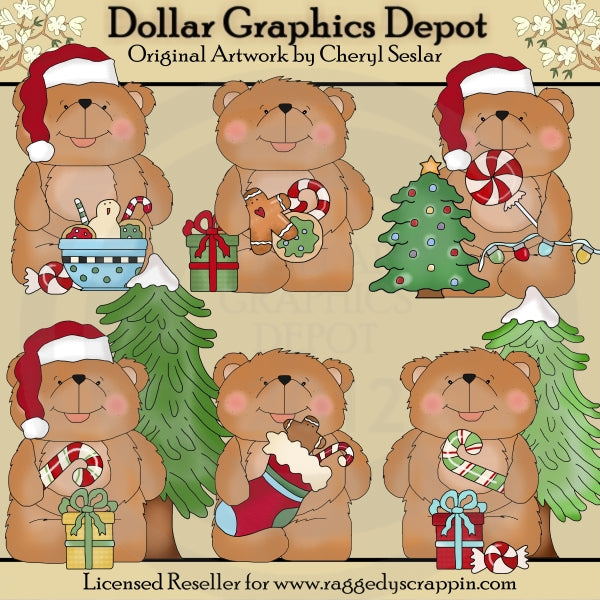 Benny Bear Loves Christmas - Clip Art