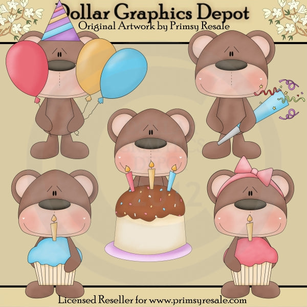 Birthday Bears - Clip Art