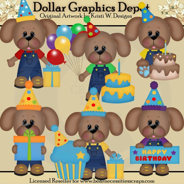 Birthday Puppies 2 - Clip Art - DCS Exclusive