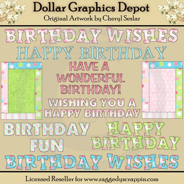Birthday Word Art - Clip Art - DCS Exclusive