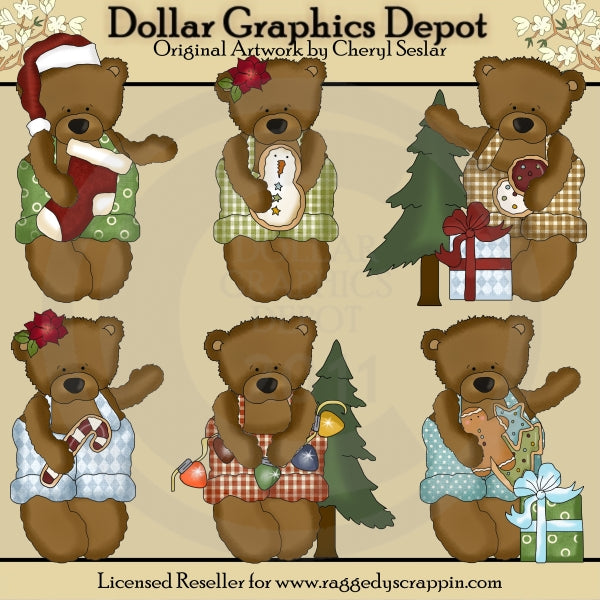 Biscuit The Christmas Bear - Clip Art