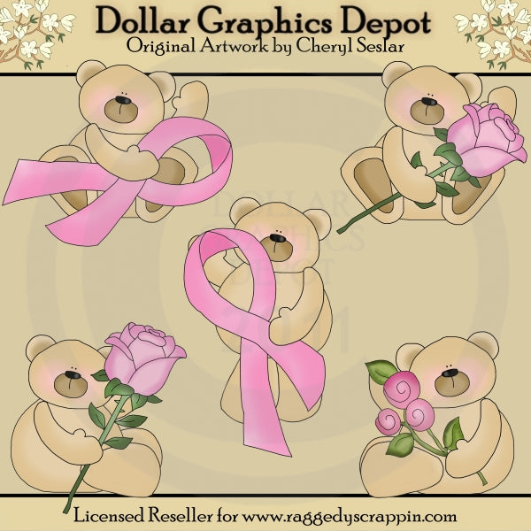 Breast Cancer Bears - Clip Art