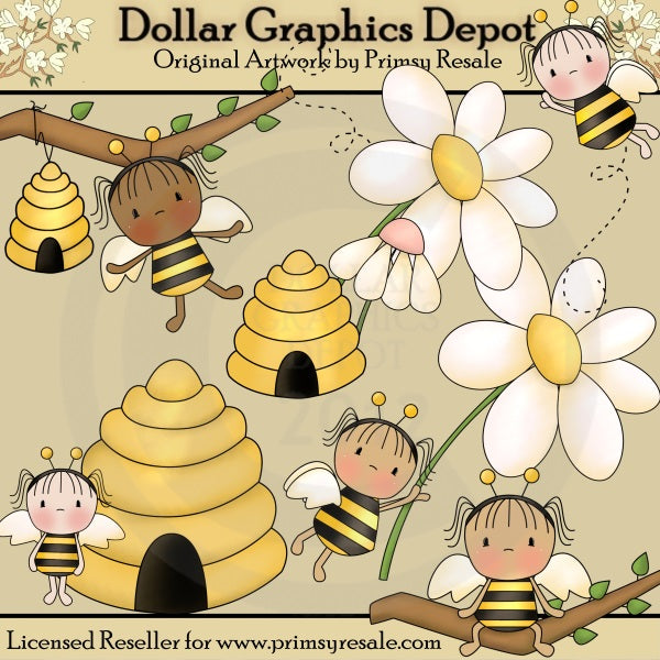 Bumble Bee Fairies - Clip Art