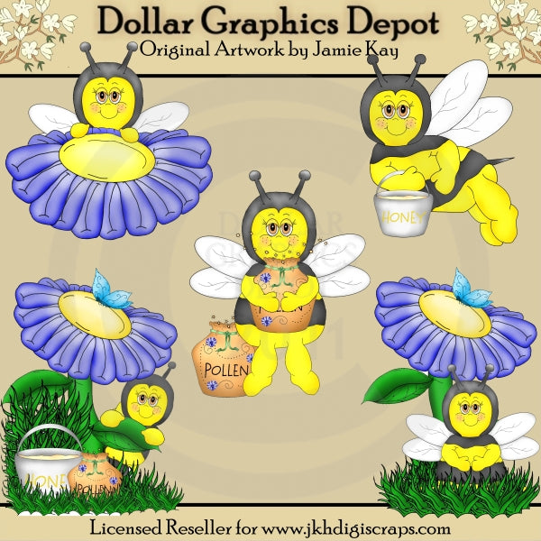 Busy Bumble Bees - Clip Art