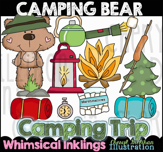 Colección gráfica de osos de camping