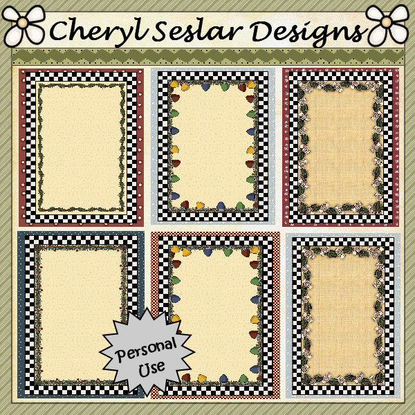 Christmas Frames Card Fronts...Set of 6