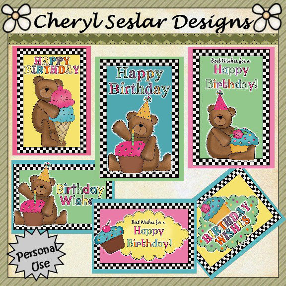 Happy Birthday Card Fronts...Set of 6