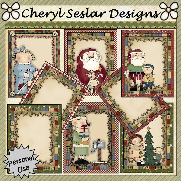 Holiday Charm Card Fronts...Set of 8