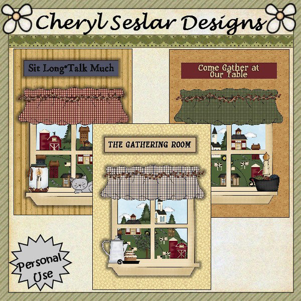 Prim Windows Car Fronts...Set of 3