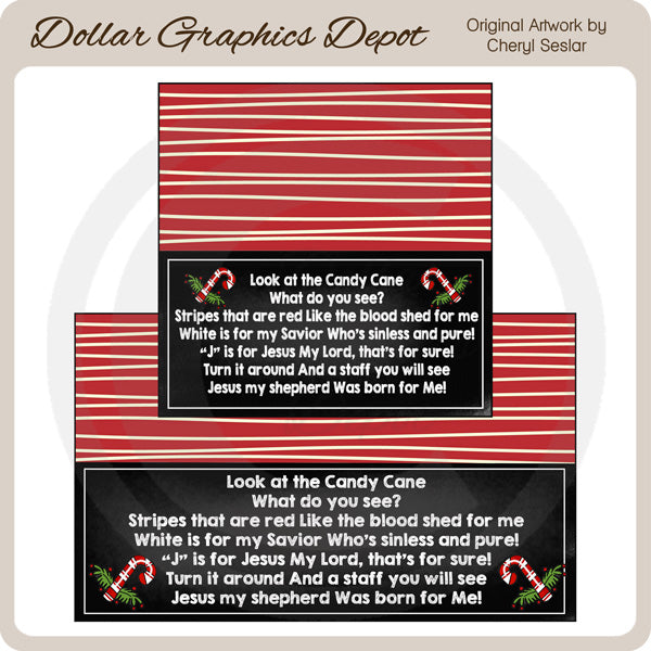Candy Cane Legend Chalkboard Bag Toppers