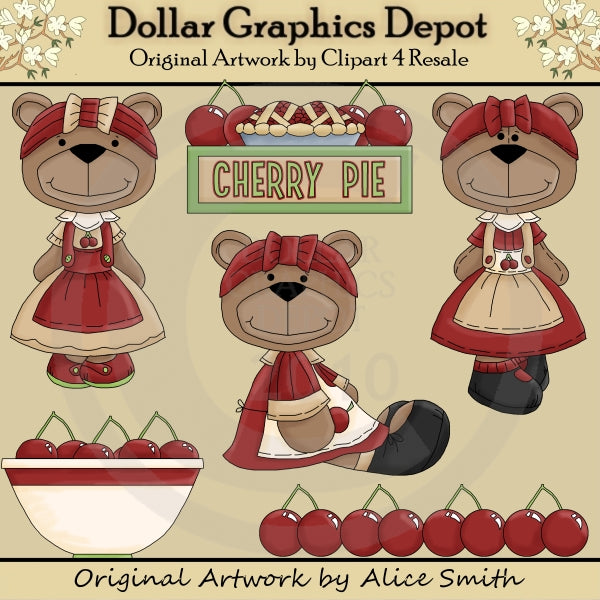 Cherry Harvest Bears - Clip Art - DCS Exclusive