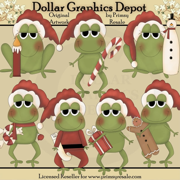 Christmas Frogs - Clip Art